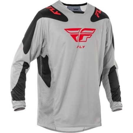 MAILLOT MOTOCROSS FLY KINETIC SYM LIGHT GRIS/ROUGE/NOIR