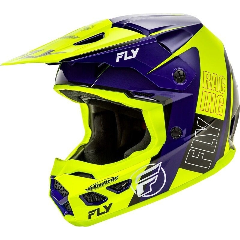 CASQUE MOTOCROSS FLY KINETIC RALLY BLEU / JAUNE