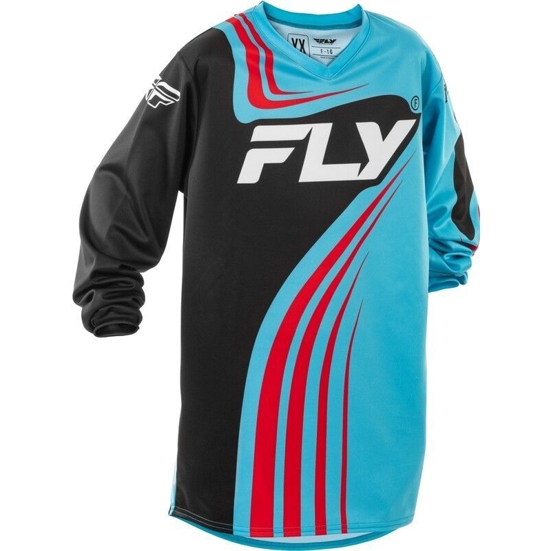 MAILLOT MOTOCROSS ENFANT FLY F-16 CYAN/NOIR/ROUGE