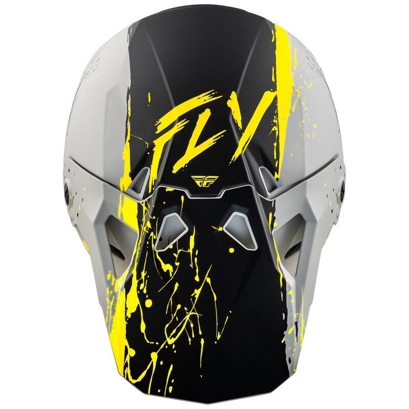 CASQUE MOTOCROSS FLY FORMULA CP MANIC MAT GRIS / JAUNE