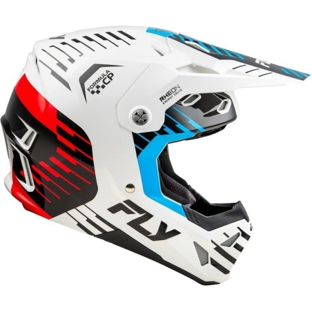 CASQUE MOTOCROSS FLY FORMULA CP SLICE BLANC/ROUGE/CYAN