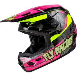 CASQUE MOTOCROSS ENFANT FLY KINETIC SCORCHED JAUNE / ROSE