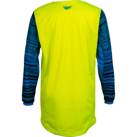 MAILLOT FLY KINETIC WAVE JAUNE FLUO/BLEU Maillot cross enfant