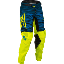 PANTALON FLY KINETIC WAVE JAUNE FLUO/BLEU Pantalon moto cross enfant