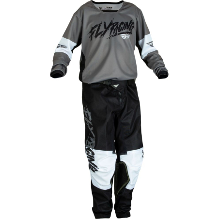 PANTALON FLY KINETIC KHAOS GRIS/NOIR/BLANC Pantalon moto cross enfant