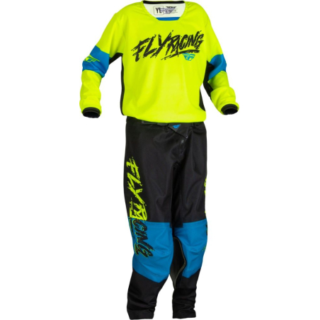 PANTALON FLY KINETIC KHAOS JAUNE FLUO/NOIR/CYAN Pantalon moto cross enfant