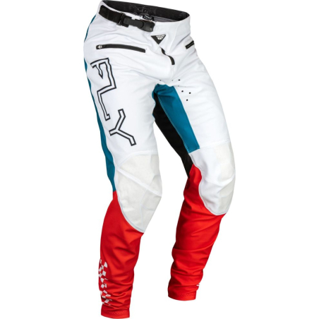 PANTALON CROSS ENFANT FLY RAYCE ROUGE/BLANC/BLEU Pantalon moto cross enfant