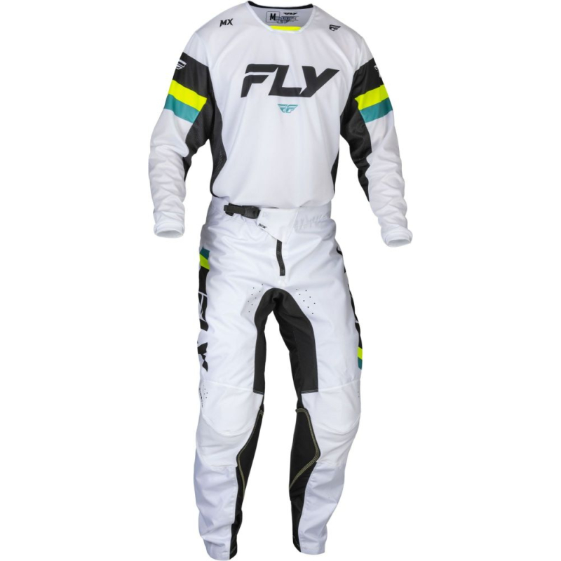 PANTALON CROSS FLY KINETIC PRIX BLANC/NOIR/JAUNE FLUO Pantalon moto cross