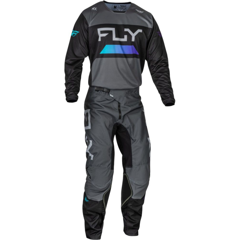 MAILLOT CROSS FLY KINETIC RELOAD CHARCOAL/BLEU IRIDIUM Maillot moto cross