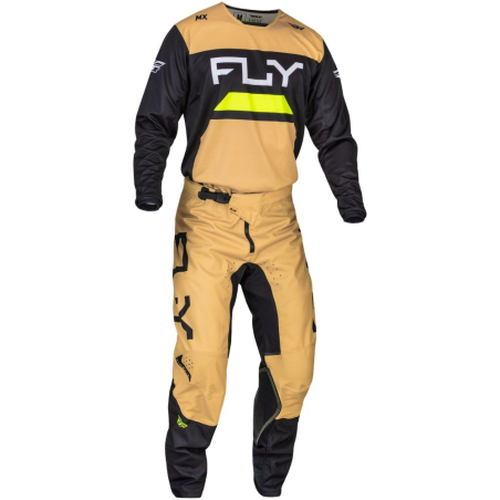 MAILLOT CROSS FLY KINETIC RELOAD BEIGE/NOIR/JAUNE FLUO Maillot moto cross