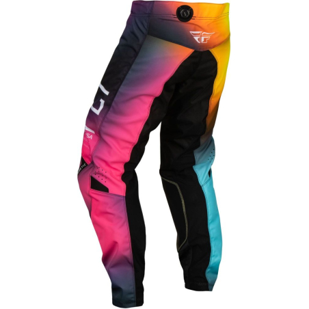 PANTALON CROSS FLY KINETIC PRODIGY FUSCHIA/BLEU ELECTRIQUE/JAUNE FLUO ENFANT Pantalon moto cross enfant