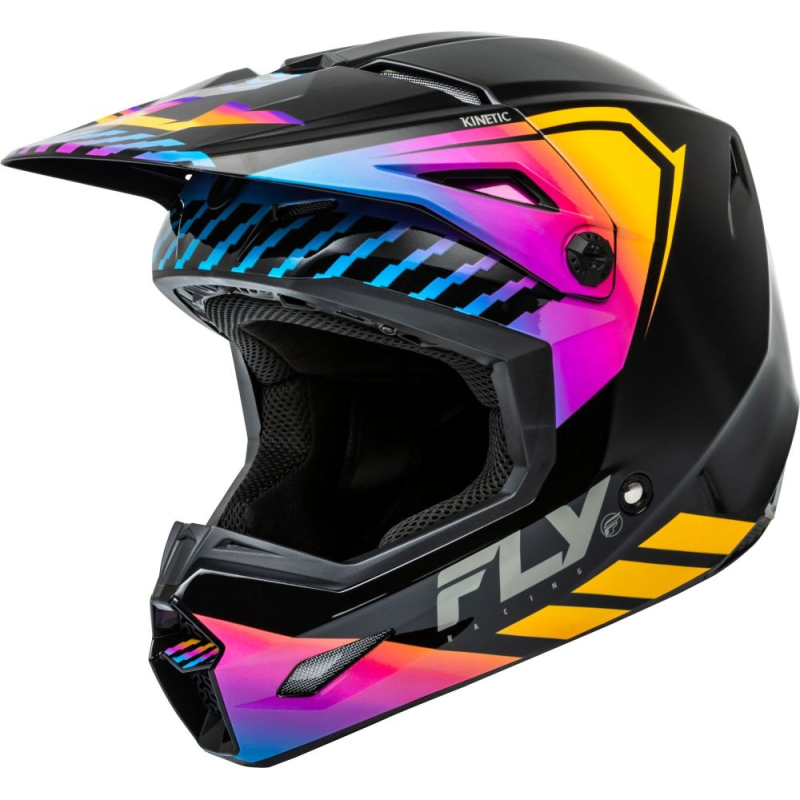 CASQUE CROSS FLY KINETIC MENACE NOIR/SUNRISE Casque moto cross