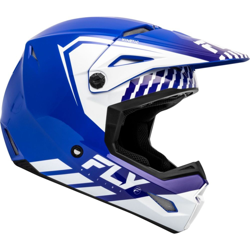 CASQUE CROSS FLY KINETIC MENACE BLEU/BLANC Casque moto cross