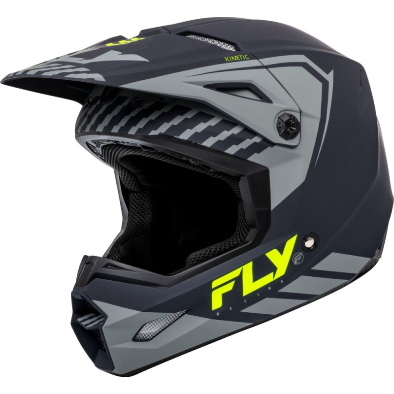 CASQUE CROSS FLY KINETIC MENACE GRIS MAT/JAUNE FLUO Casque moto cross