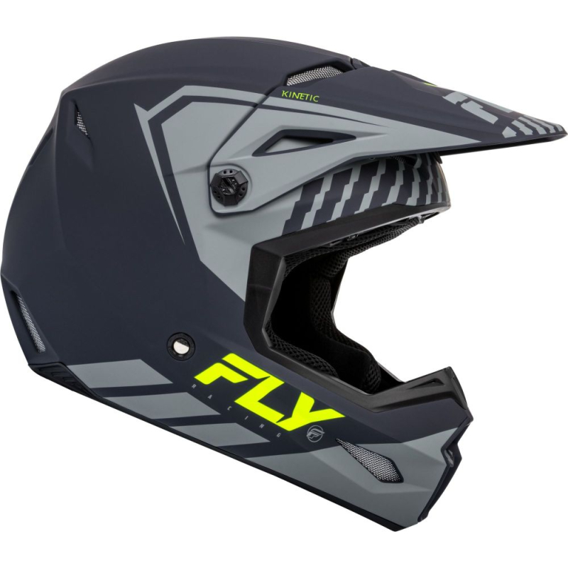 CASQUE CROSS FLY KINETIC MENACE GRIS MAT/JAUNE FLUO Casque moto cross